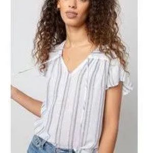 Rails Viera Ryland Stripe Blouse with flutter sleeve.